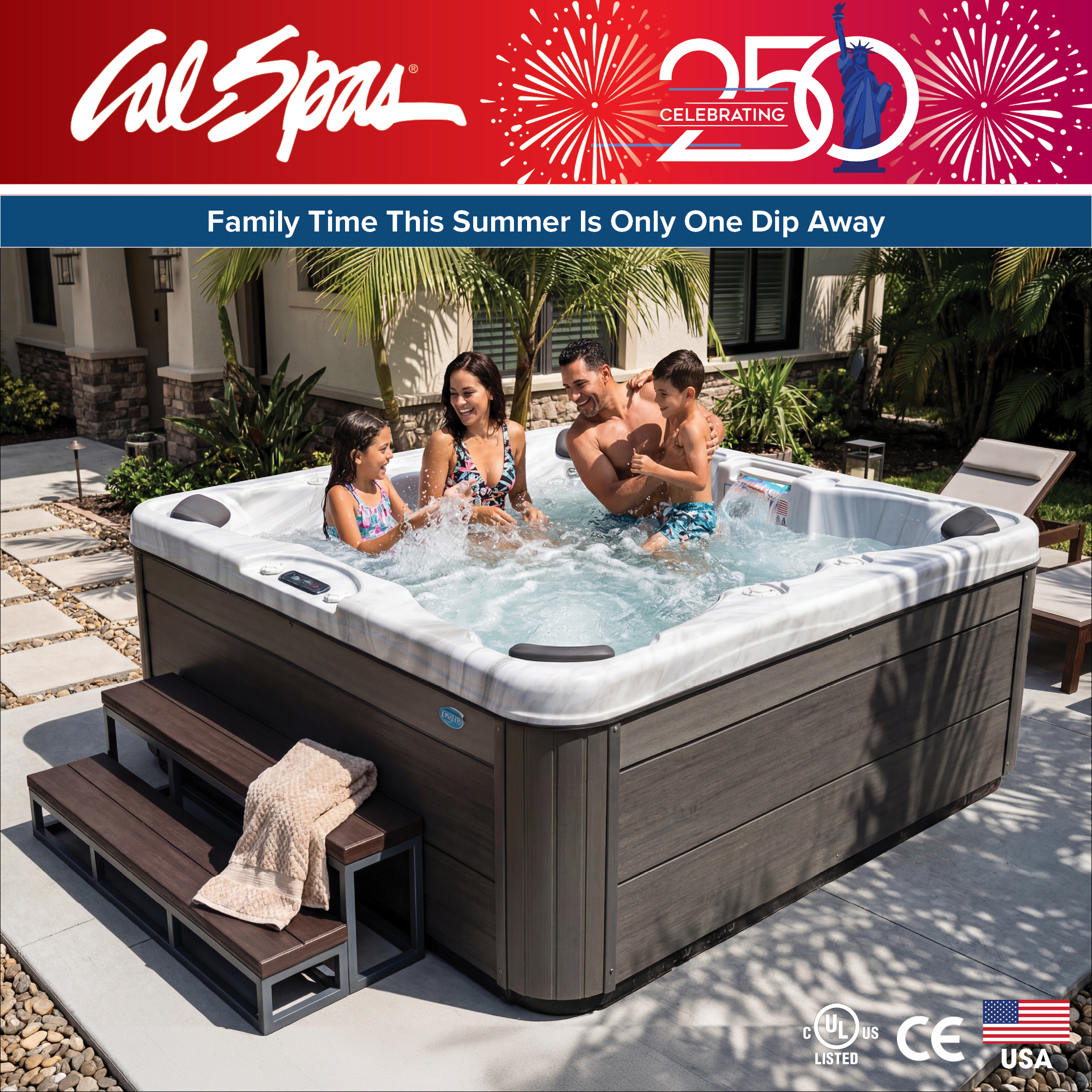 Calspas hot tub being used in a family setting - San Jose